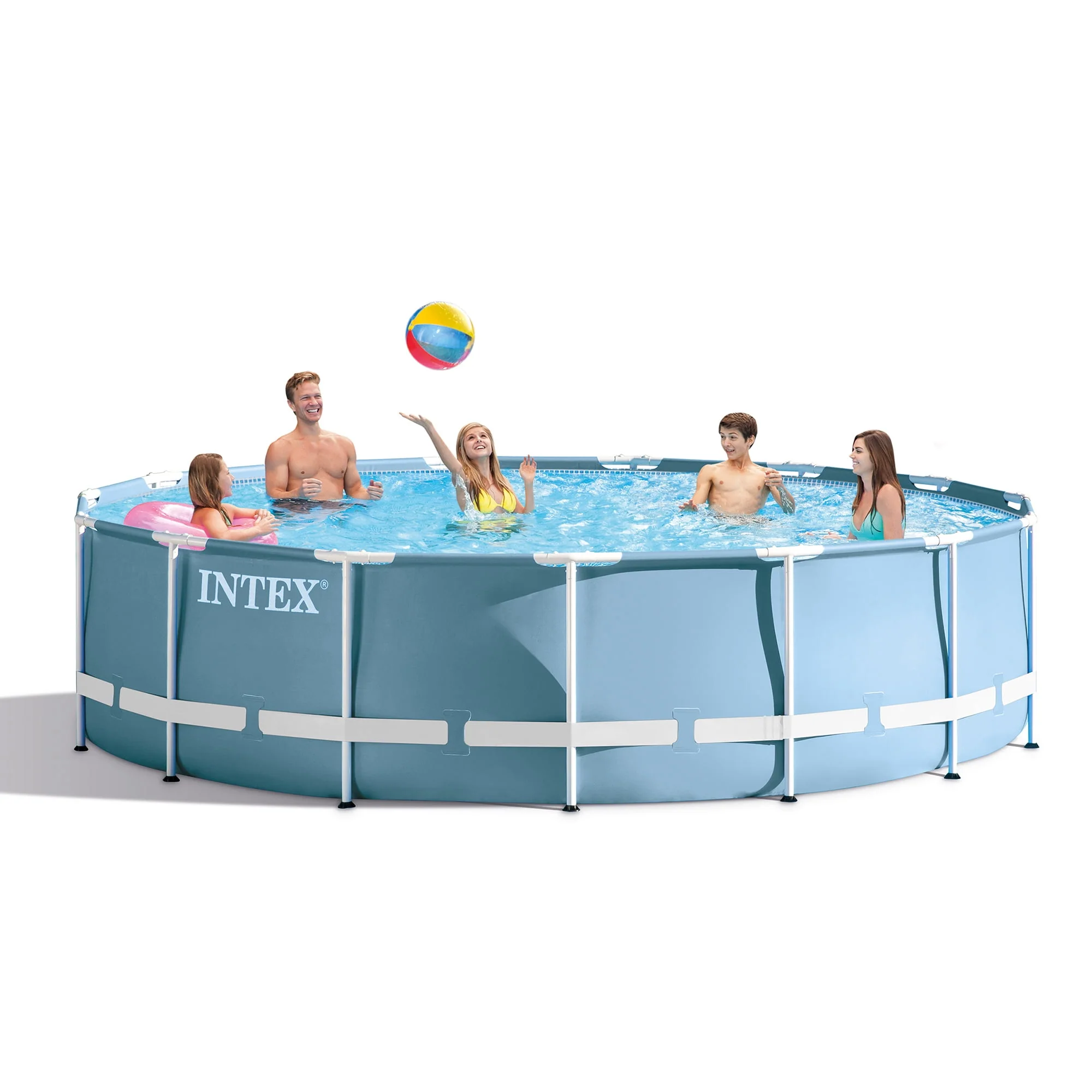 Intex 15 Feet x 48 Inches Prism Frame Swimming Pool Set w/ Ladder, Cover, & Pump