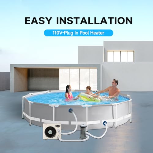 Above Ground Pool Heater EU50, Max 16184BTU Up to 5000gallons Electric Swimming Pool Heat Pumps, Titanium Heat Exchanger, 5.62 COP, 110V/120V