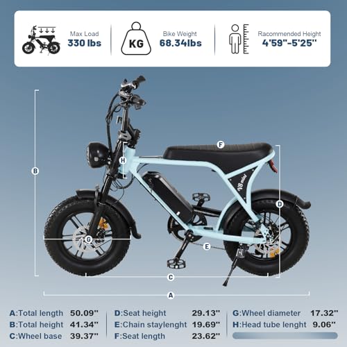 OUXI Electric Bike for Adults, 16" Fat Tire Ebike with 36V 10.4Ah Removable Battery, Moped Style EBike for Teens Up to 20MPH