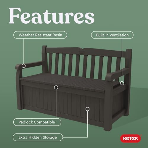 Keter Solana 70 Gallon Storage Bench Deck Box for Patio Storage