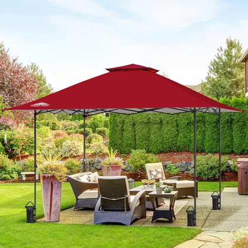 EAGLE PEAK 13x13 Straight Leg Pop Up Canopy Tent Instant Outdoor Canopy Easy Single Person Set up Folding Shelter w/Auto Extending Eaves 169 Square