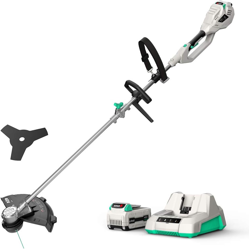 Litheli 40V Cordless String Trimmer Brushless Motor 14, Battery Powered 2 IN 1 Grass Trimmer and Brush Cutter, 2.0Ah Battery & Charger