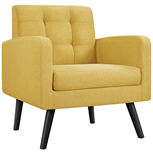 Yaheetech Mid-Century Accent Chairs, PU Leather Modern Upholstered Living Room Chair