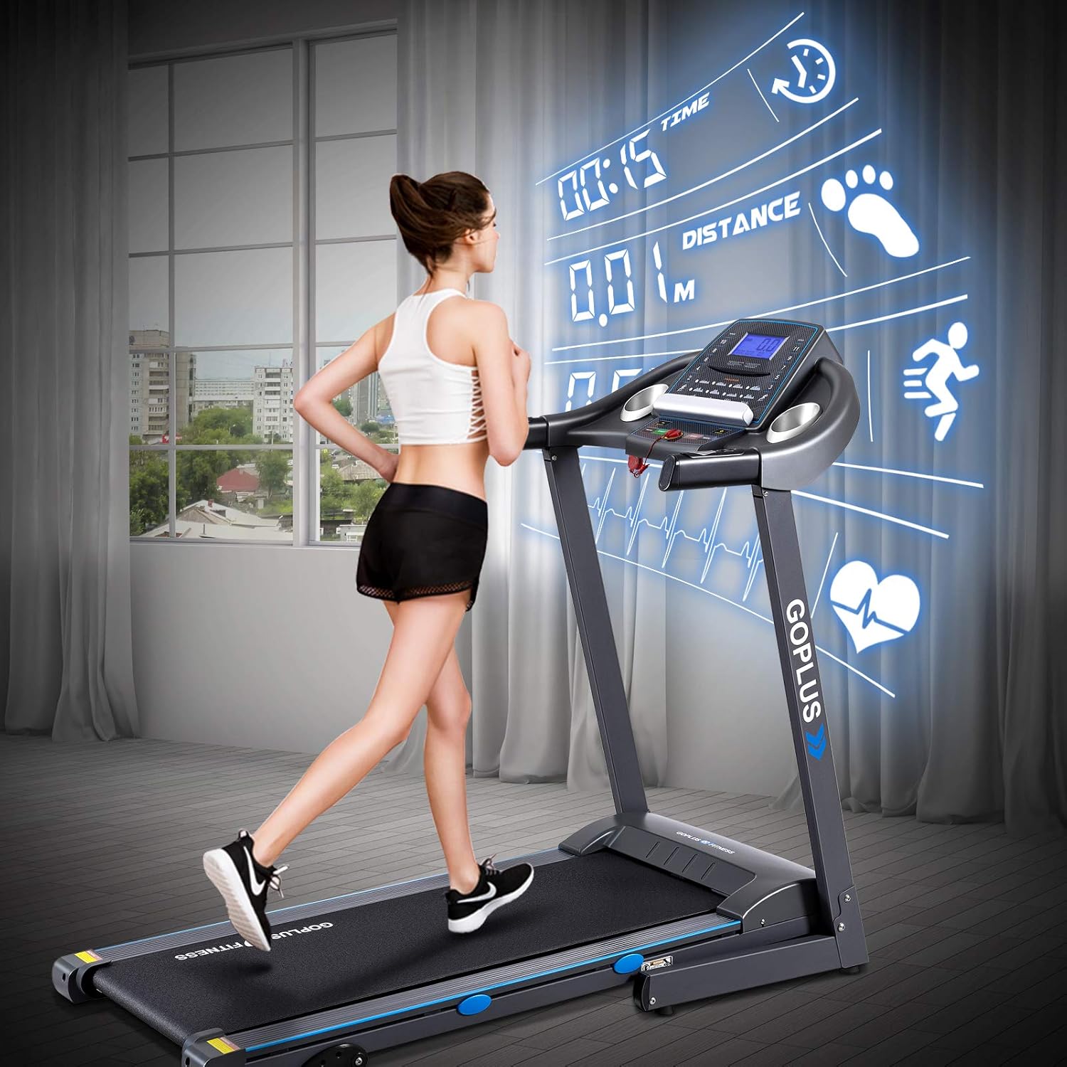 Goplus 2.25HP Folding Treadmill with Incline, Electric Treadmill