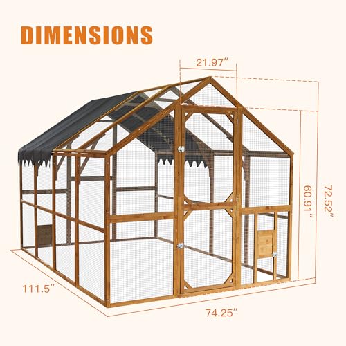 109.6'' Large Wood Chicken Coop Enclosures,Walk-in Poultry Cage