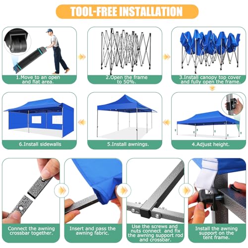 COBIZI 10x10 Pop Up Canopy Tent with Awning