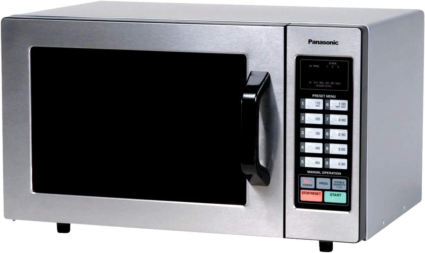 Panasonic NE-1025F Compact Light-Duty Countertop Commercial Microwave Oven with 6-Minute Electronic Dial Control Timer, Bottom Energy Feed, 1000W