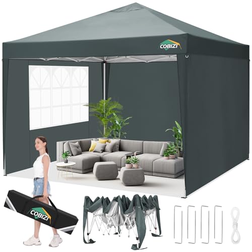 COBIZI 10x10 Pop up Canopy Tent Protable Canopy Tent with 4 Sidewalls Waterproof Commercial Instant Shelter for Parties, Wedding
