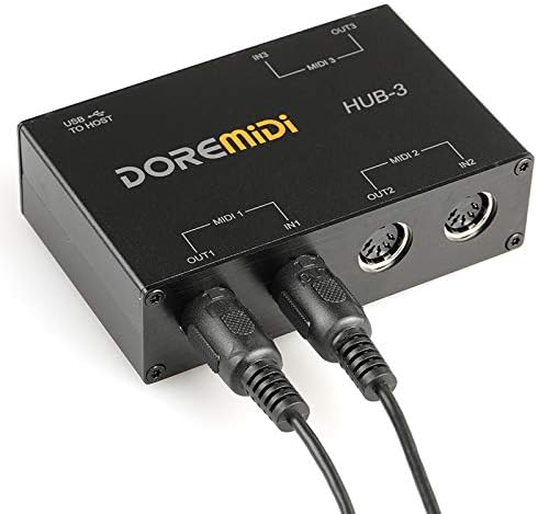 CAMOLA MIDI HUB Box, 3x3 MIDI to USB Interface, 3 in 3 out 5-pin USB MIDI Interface Converter for MIDI Device Connect to PC and Mac (MIDI HUB-3)