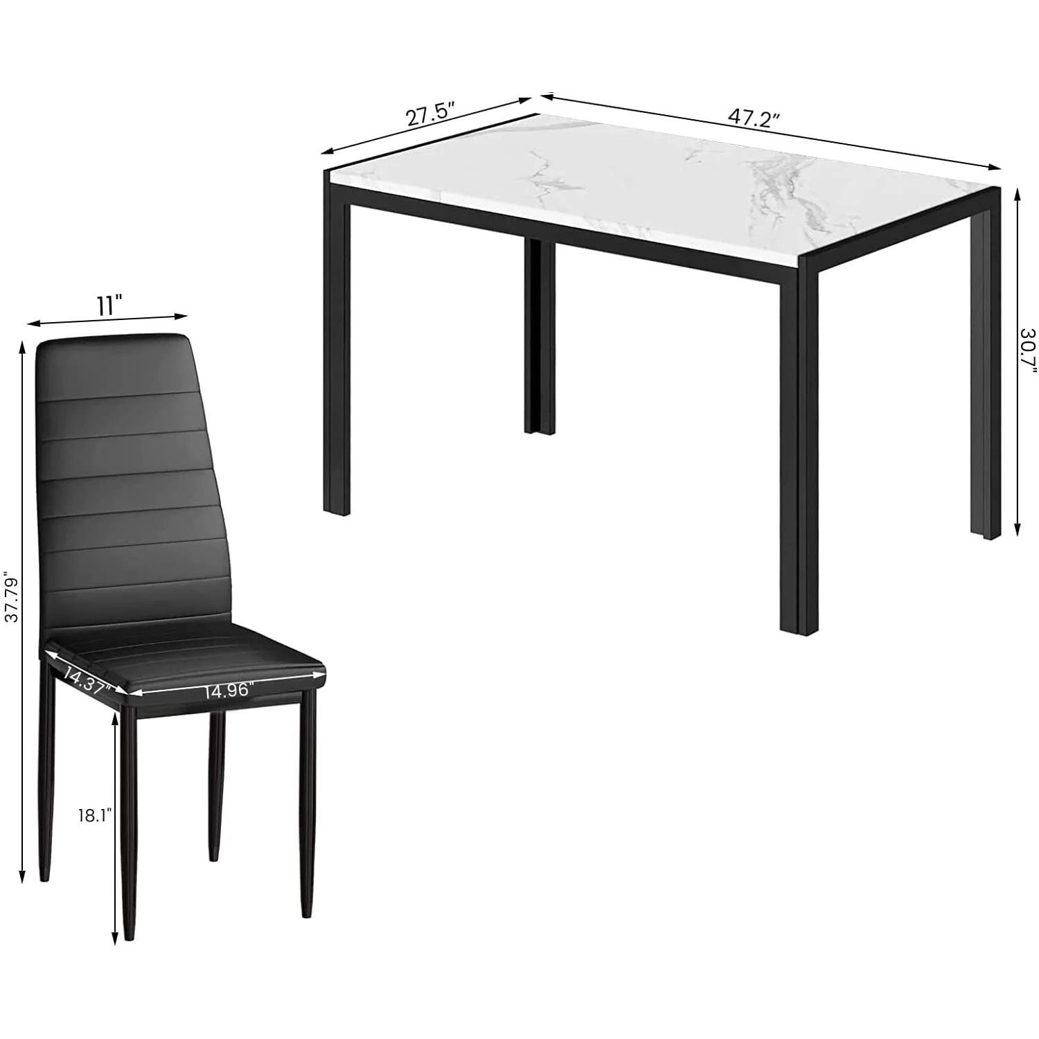 AWQM Faux Marble Dining Table Set for 4,Kitchen Table and Chairs,5 Piece Dining Room Table Set