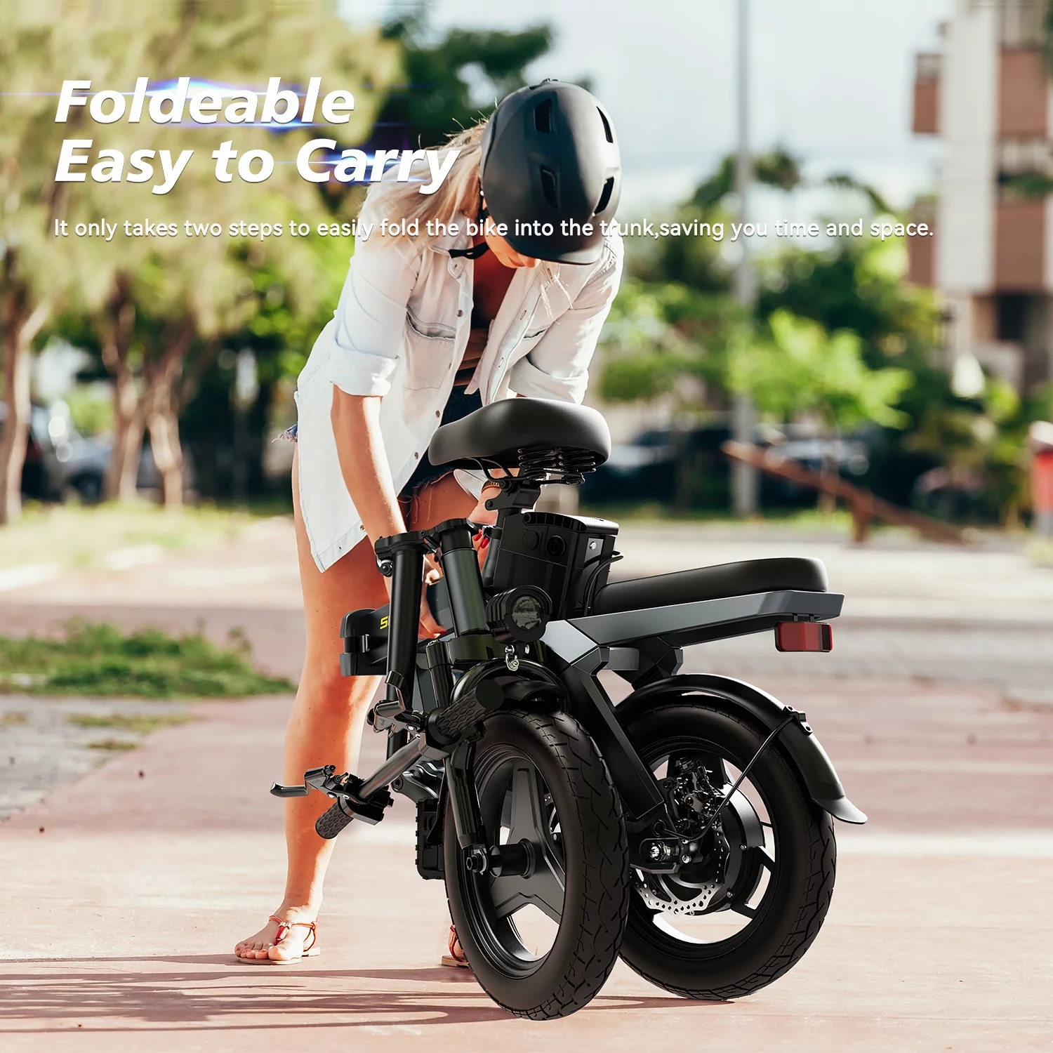 SOHAMO Electric Bike 400W Folding Ebike,48V 12Ah Removable Battery Electric Foldable Pedal Assist E Bike,19.9MPH Mini Bicycle for Teenager and Adults
