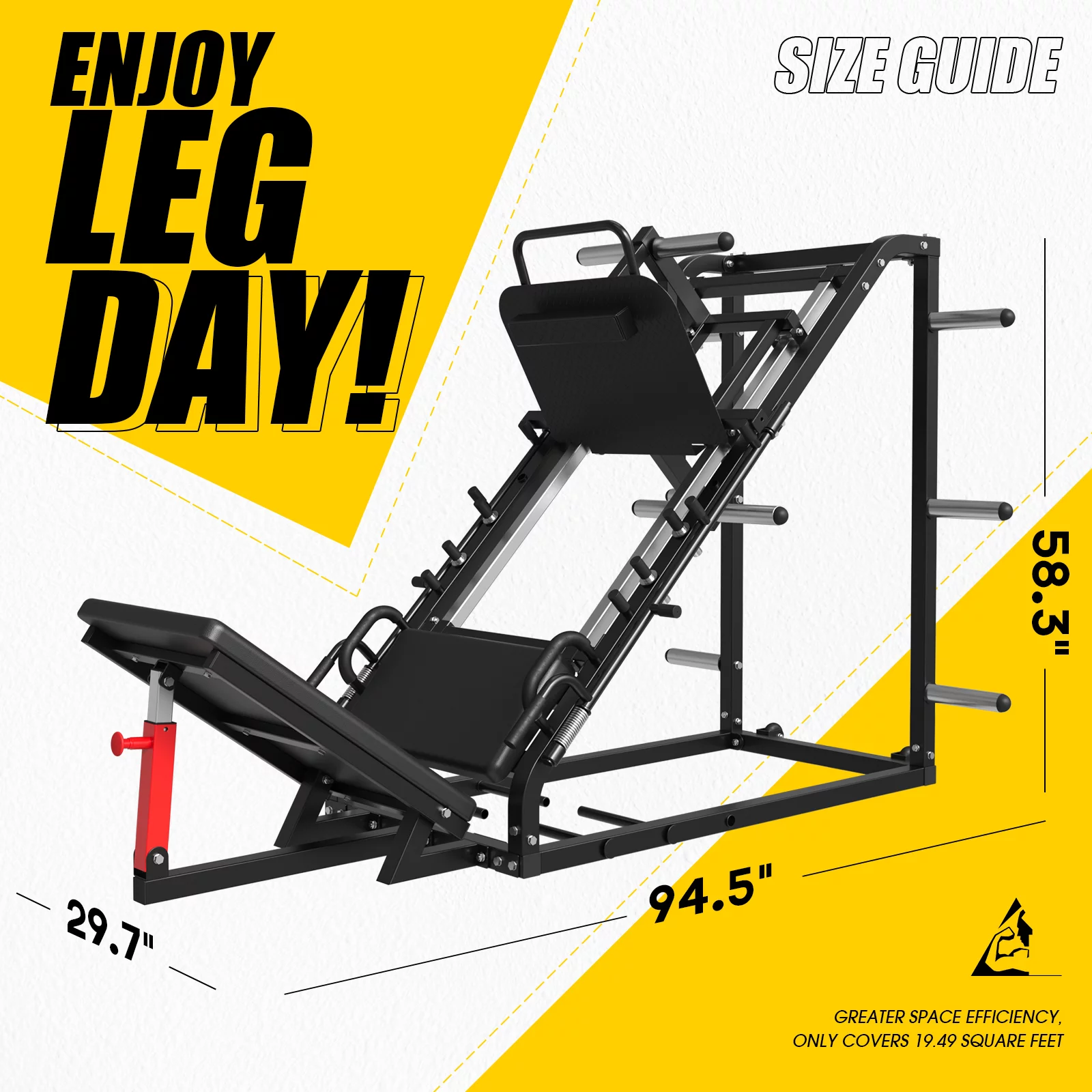 syedee Leg Press Machine with Calf Block, 1500LBS Weight Capacity Adjustable Leg Machine with Resistance Band Pegs and Plate Storages