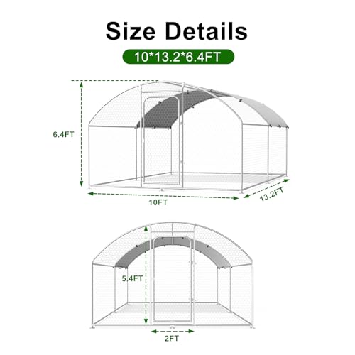 Large Metal Chicken Coop with Waterproof and UV-Resistant Cover
