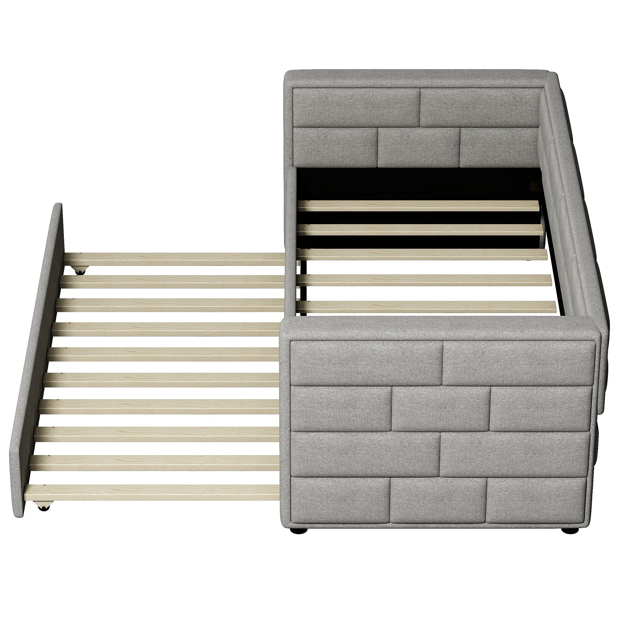 Euroco Modern Wood with Trundle Daybed, Twin, Gray