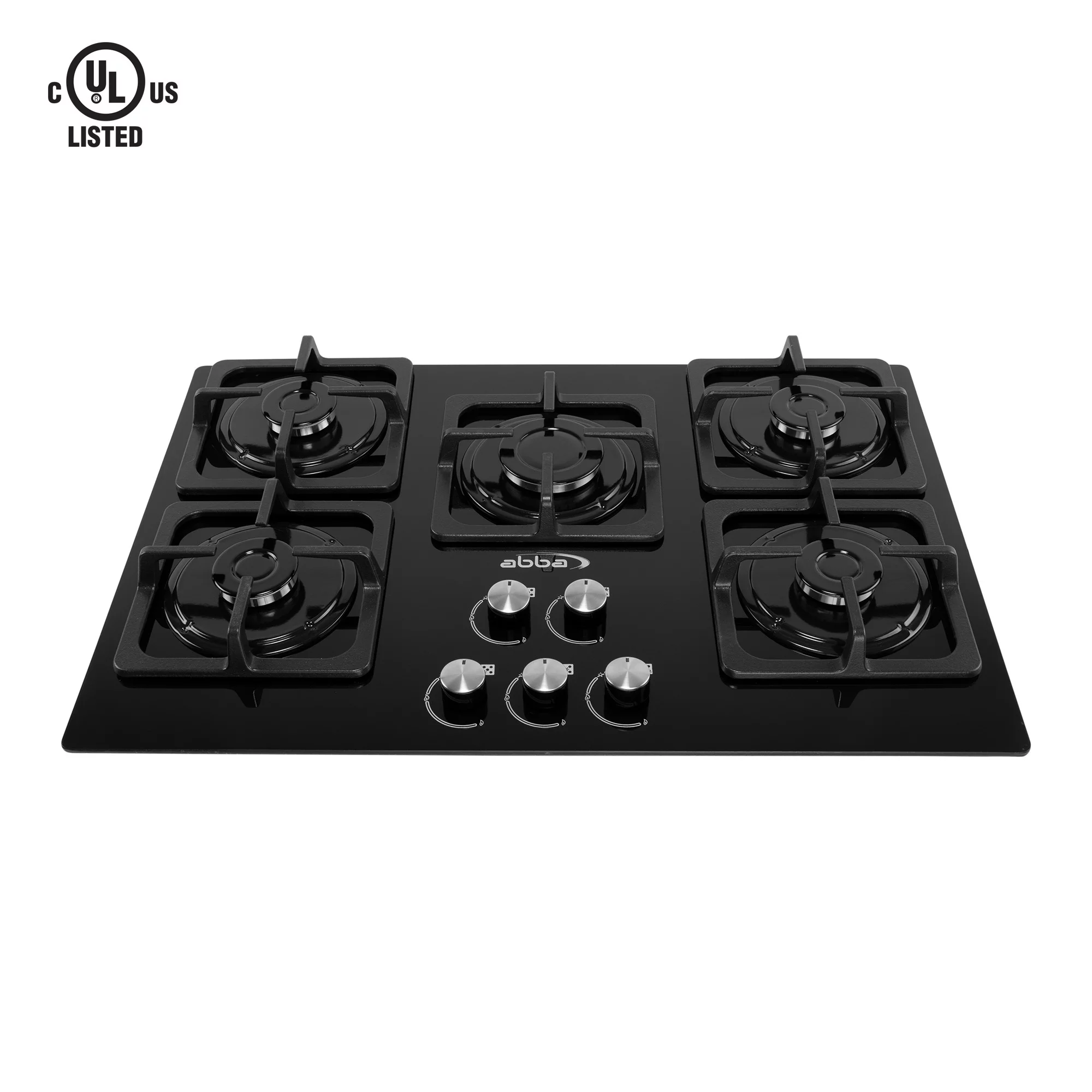 ABBA 30-in Gas Cooktop with 5 Sealed Burners - Tempered Glass Surface with SABAF Burners, Natural Gas Stove for Countertop, Easy to Clean