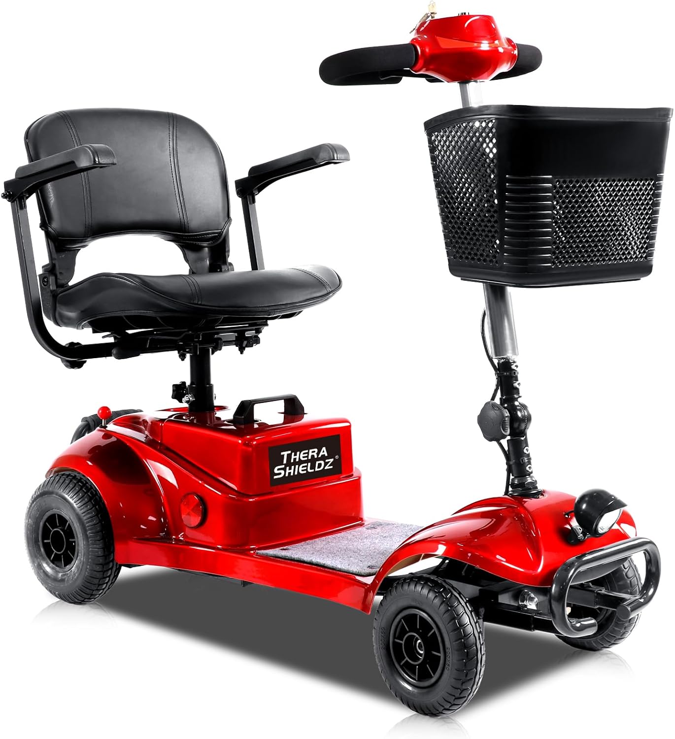 4 Wheel Mobility Scooter | Foldable and Portable Electric Scooter with Basket and Light | Compact Mobility Device Perfect for Adults, Elderly