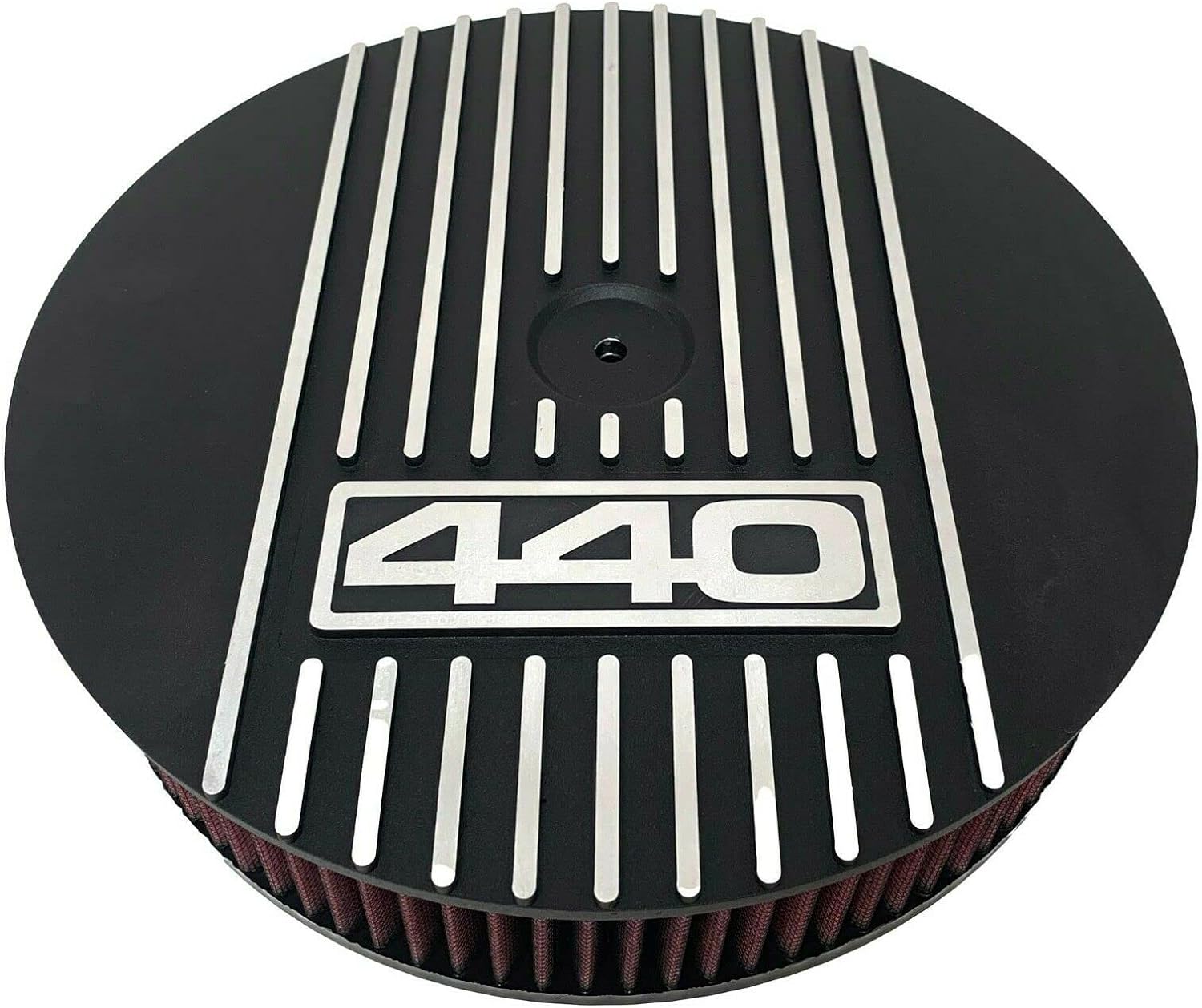 13" Round 440 Air Cleaner Lid Kit - Black Finned, Fits Mopar 440