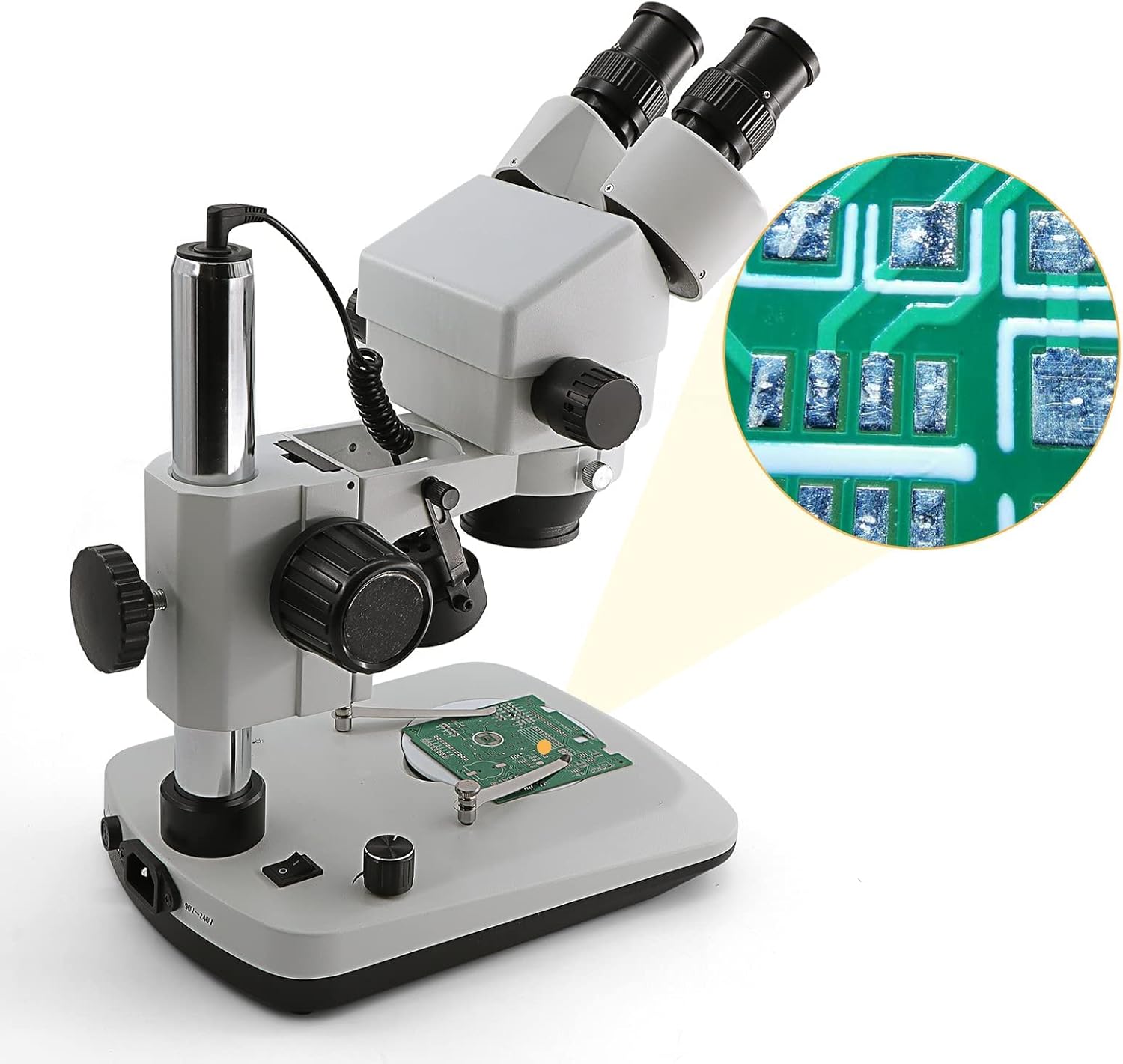 SWIFT Digital Professional Trinocular Stereo Zoom Microscope,WF10X Eyepieces,3.5X-90X Magnification,0.7X-4.5X Zoom Objective,56-Bulb LED Ring Light