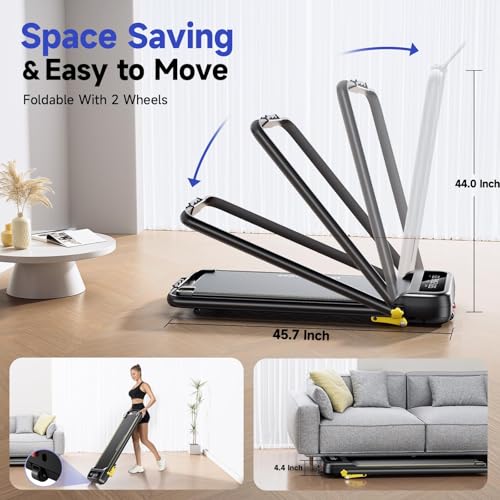 Foldable Treadmill with Incline, Walking Pad with Handle Bar 3 Level Incline, Portable Folding Treadmills for Home/Office 300 Lbs Capacity