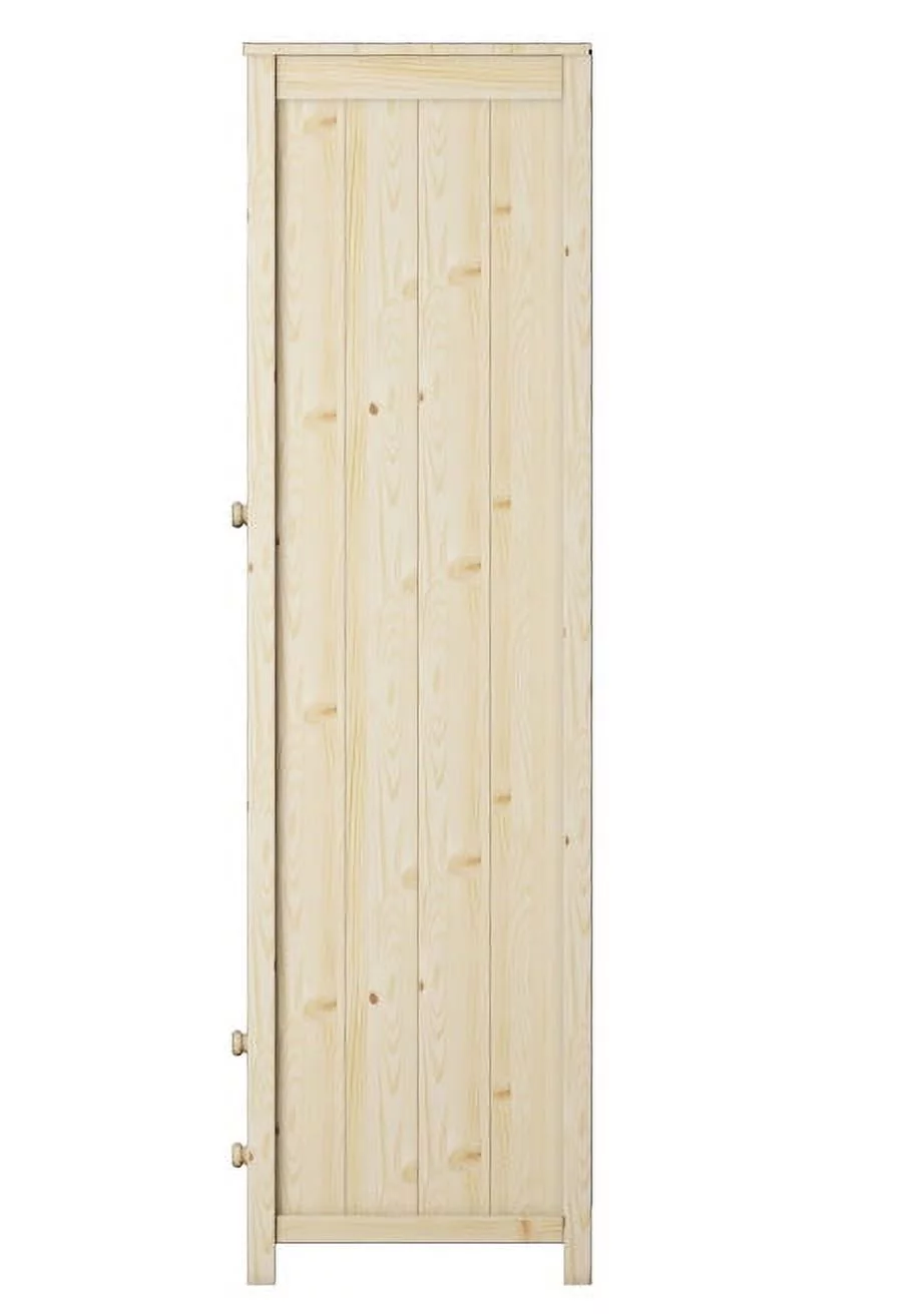 From the Tree Furniture Solid Unfinished Wood Freestanding Wardrobe Closet for Hanging Clothes with 2 Doors and 2 Drawers Cabinet for Bedroom Closet