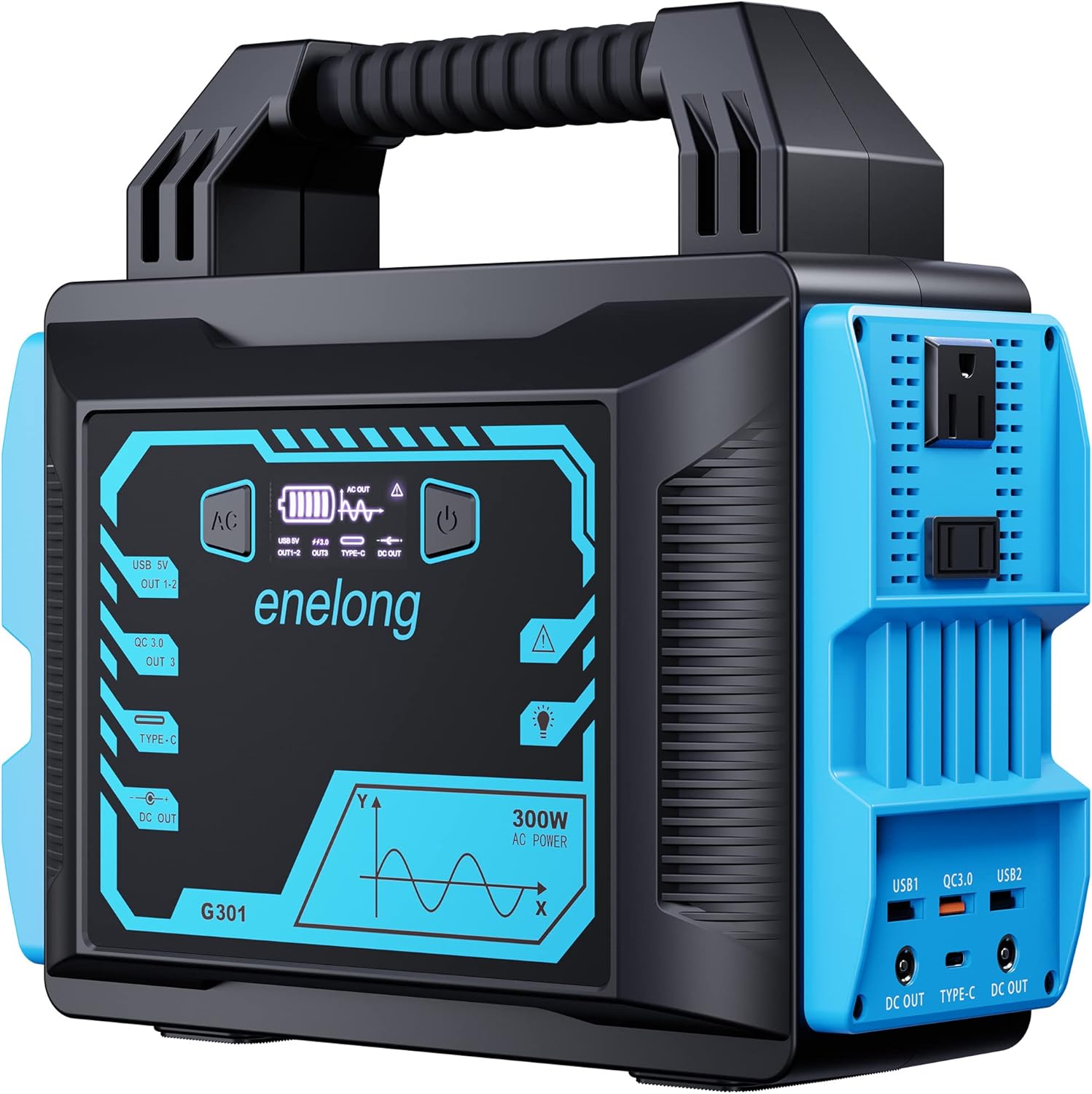 Portable Power Station 300W, Enelong Solar Generator 296Wh with PD45W Output, 2 AC Outlets 2 DC Ports 2 USB Ports
