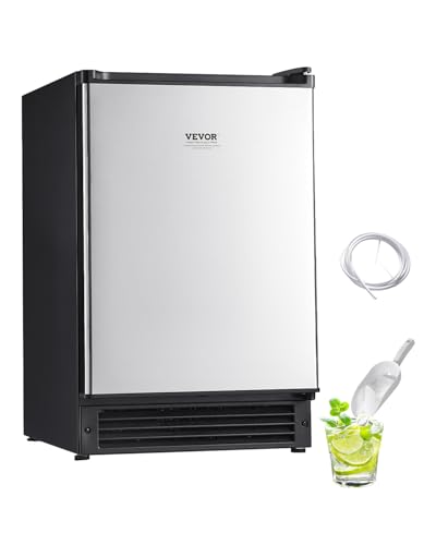 VEVOR Under Counter Ice Maker Machine, Crescent Ice, 25 Lbs/Day Stainless Steel Built in Ice Maker with Reversible Door