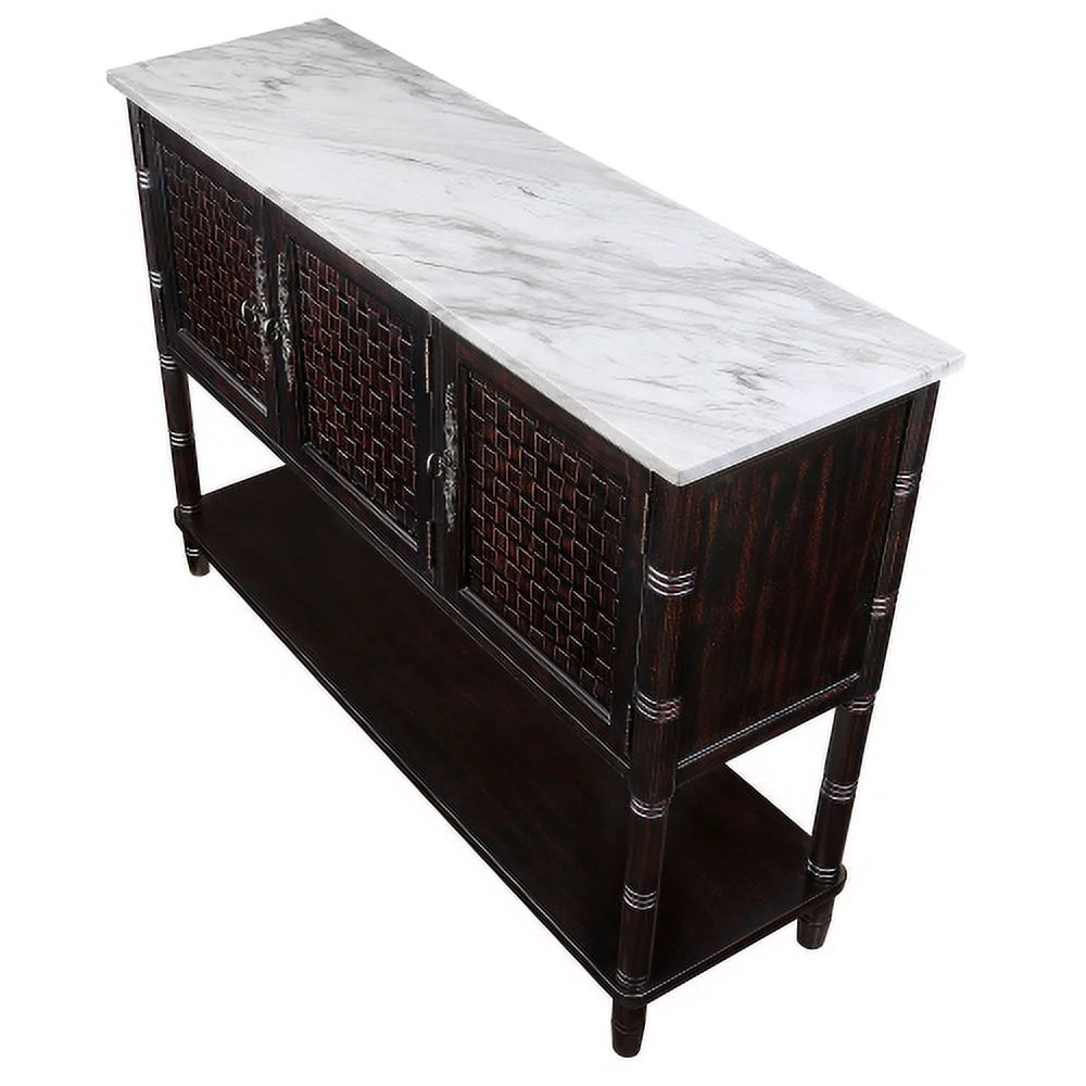 Entryway Table with artificial stone look tabletop , 47'' Farmhouse & Modern Console Table with Storage