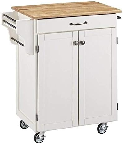 Hawthorne Collections Stainless Steel Top Kitchen Cart in White