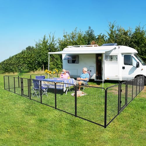 Dog Playpen Outdoor Extra Wide 12 Panels Heavy Duty Anti-Rust Coating-Strengthened Dog Fence 40" Height with Doors Portable for RV Camping Yard