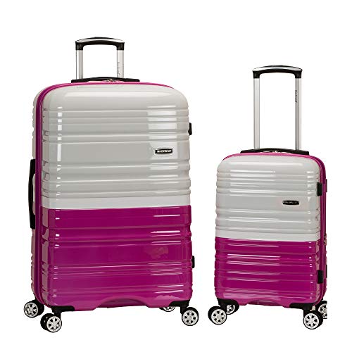 Rockland Melbourne Hardside Expandable Luggage with Spinner Wheels, 2TONENAVY, 2 Piece (20/28)