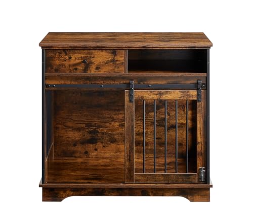 Dog Crate Furniture, Dog Crate Table with Sliding Barn Door