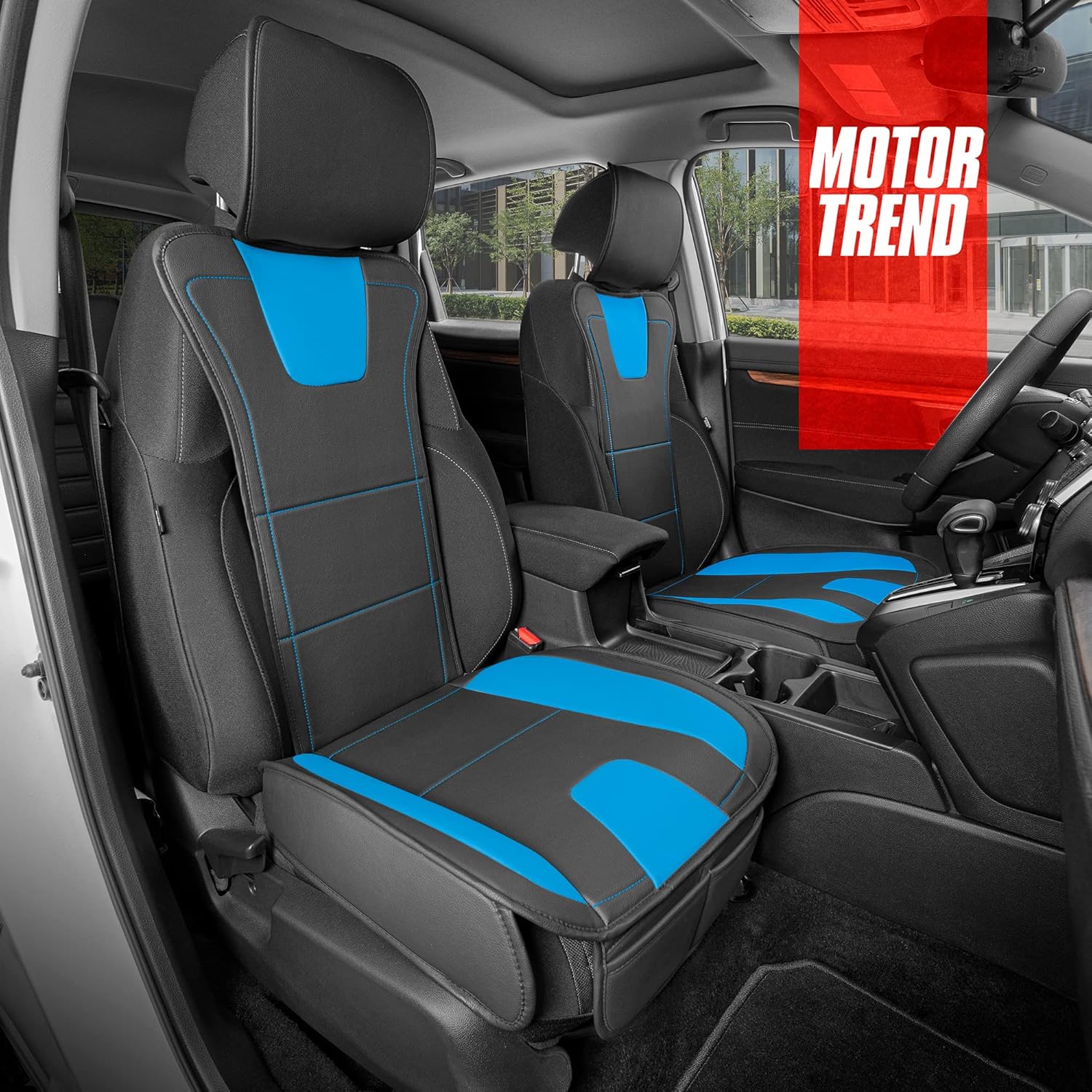 Motor Trend DuraLuxe Faux Solid Gray Leather Car Seat Cover, 1 Piece &ndash; Premium Car Seat Cushion for Front Seat