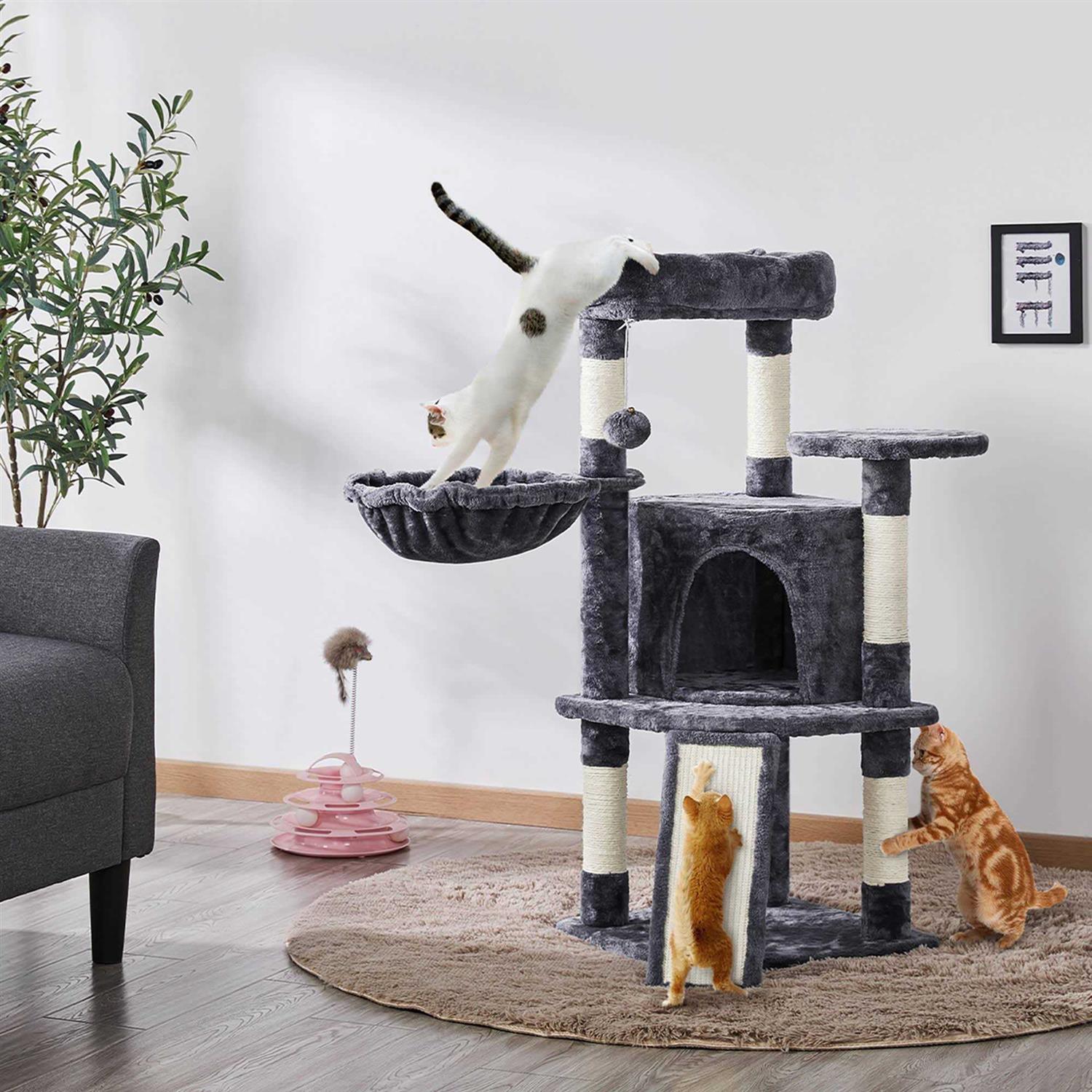 Topeakmart Medium Plush Cat Tree Condo with Basket - Pet Supplies online store