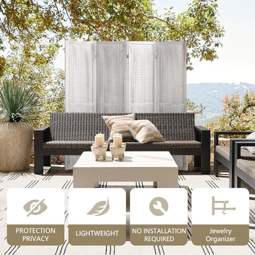 4 Panel Room Dividers and Folding Privacy Screens, 5.6Ft Wooden Pegboard Display, Privacy Dividers for Bedroom