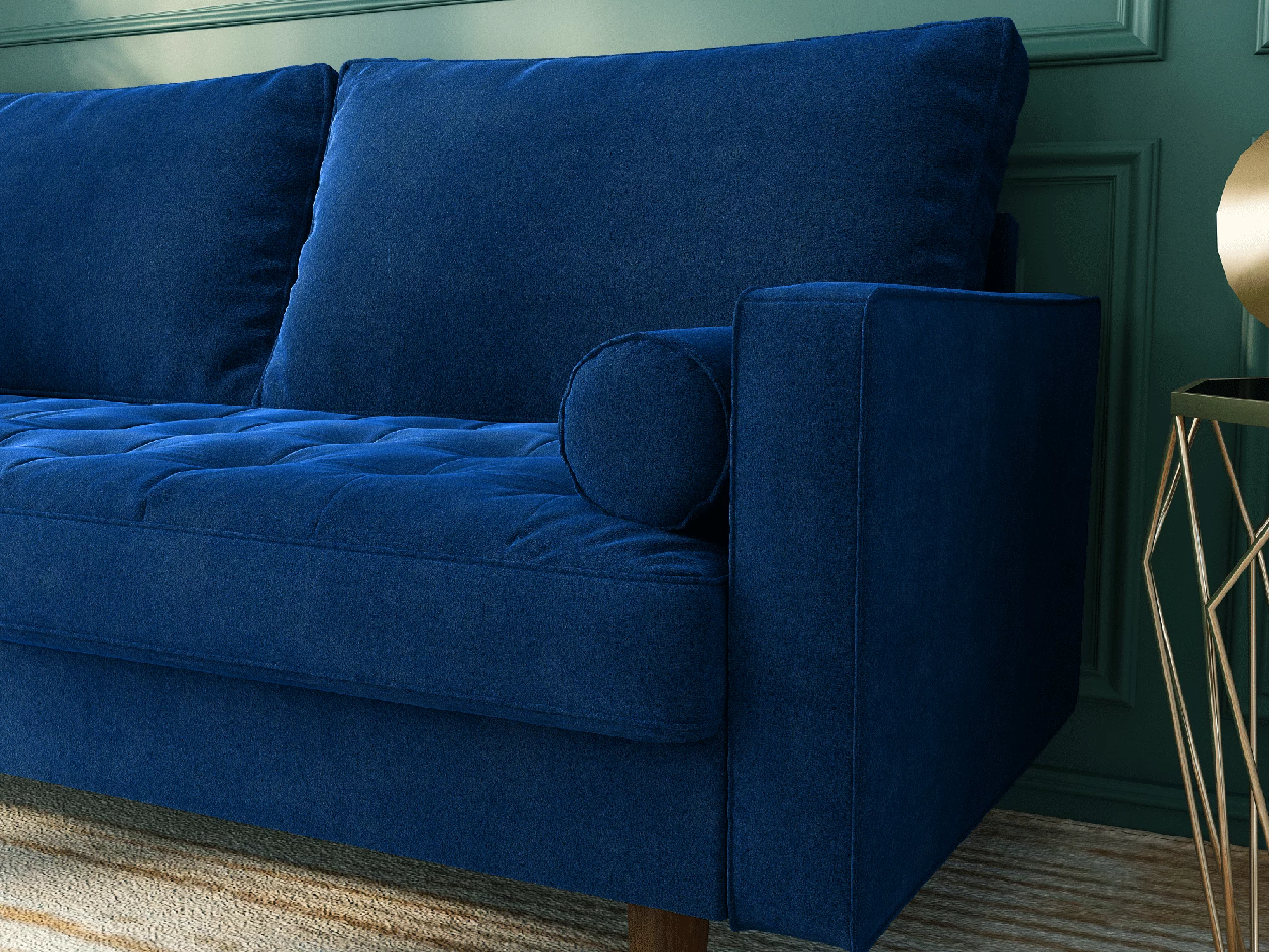 Koby Home Sleeper Sofa Sectional Couch 70" Sofas Couches for Living Room Space Blue