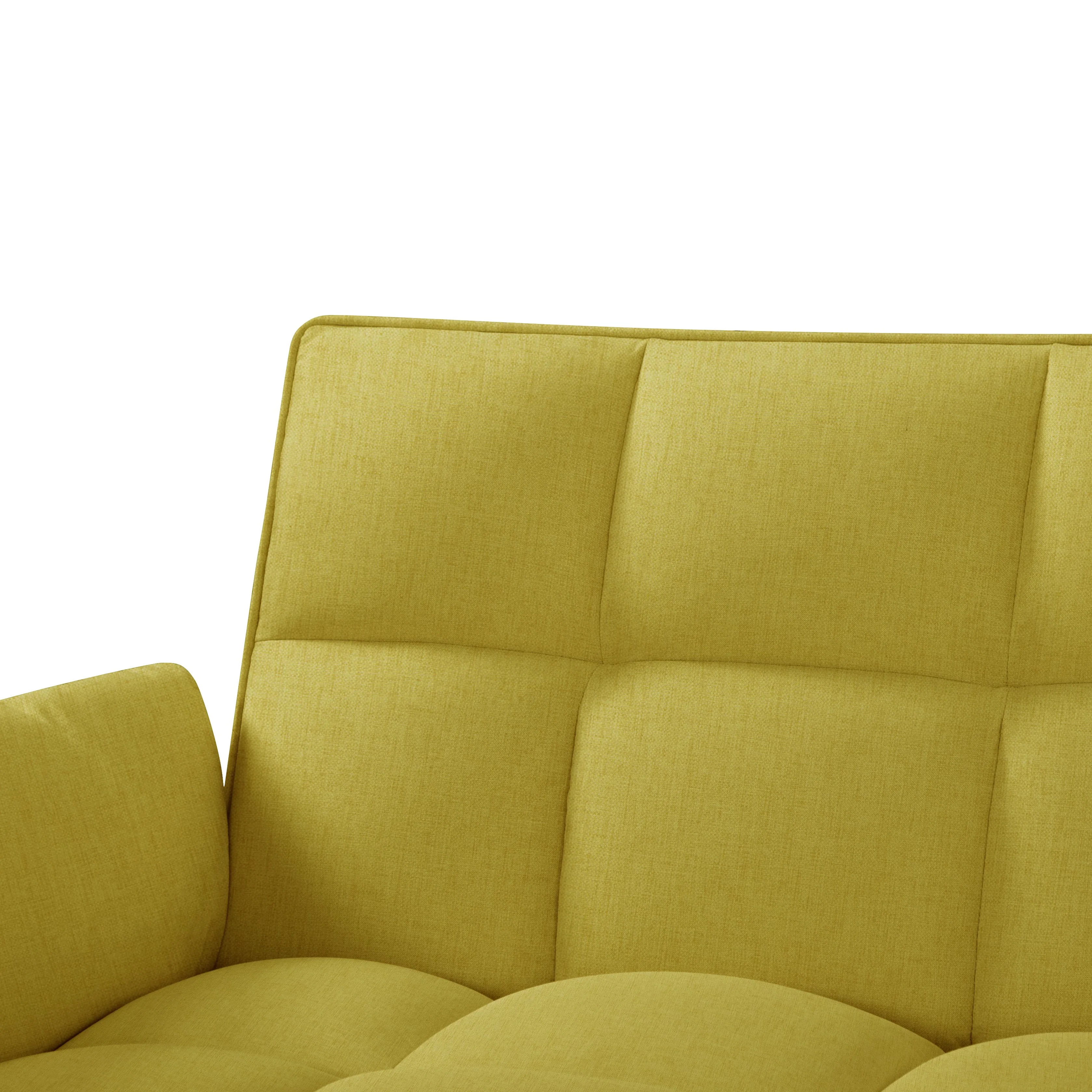 BSHTI 74.4 inch Foam Futon Sofa Bed,Converted Futon Sofa Sleeper with 2 Pillows for Livingroom(Yellow)