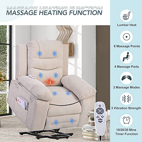Massage Recliner,Power Lift Chair for Elderly with Adjustable Massage and Heating Function