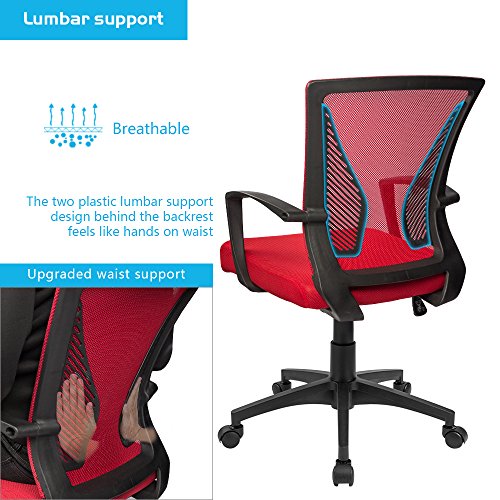 Furmax Office Chair Mid Back Swivel Lumbar Support Desk Chair, Computer Ergonomic Mesh Chair with Armrest (Black)