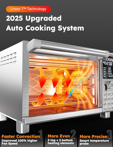 Nuwave Bravo XL Pro Air Fryer Toaster Oven, Improved 100% Super Convection, Quicker & Crispier Results, 100 Presets, Multi-Layer Even Cooking