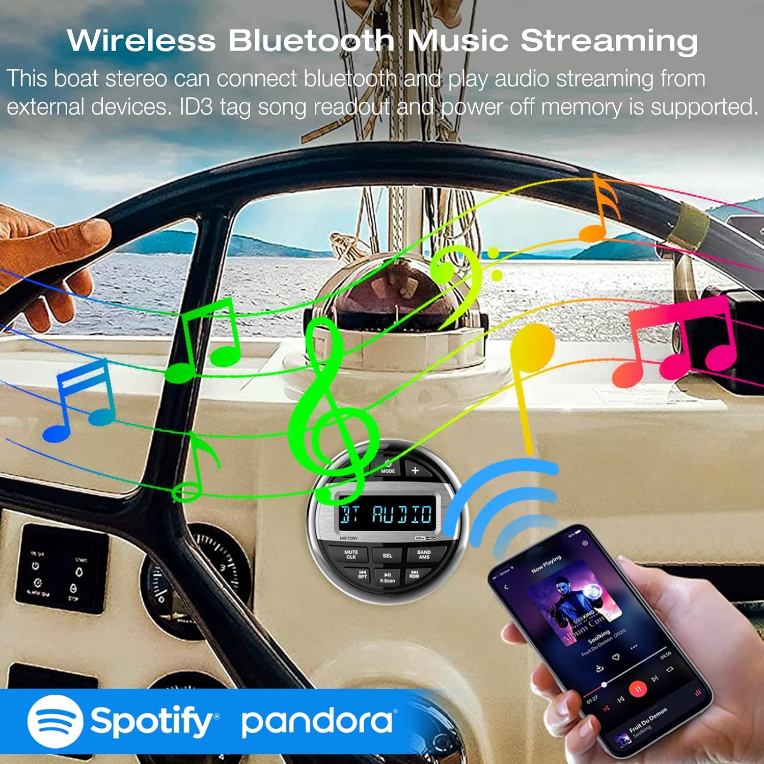 Bluetooth Marine Radio Boat Stereo: Waterproof Boat Audio Receiver