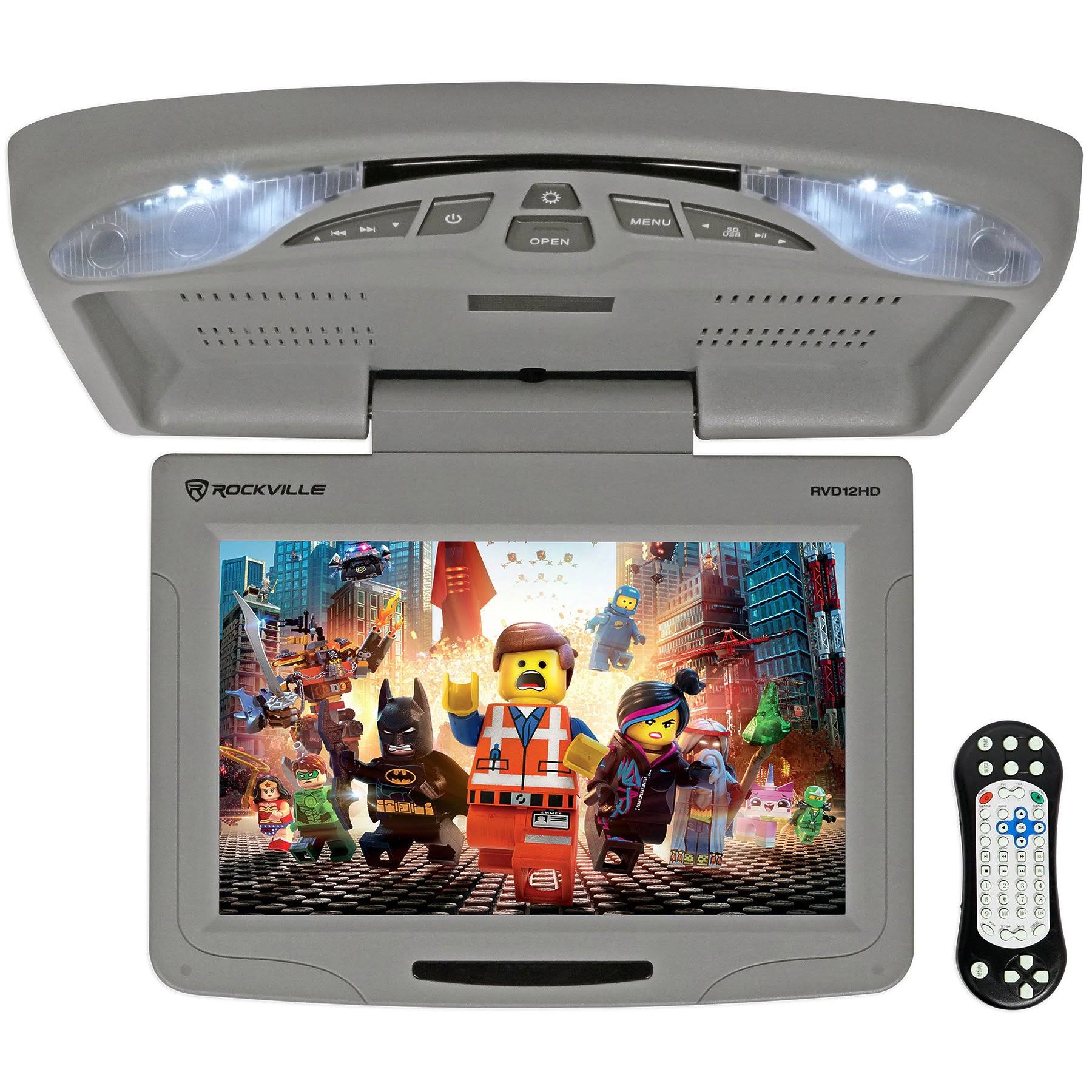 Rockville RVD12HD-GR 12x22 Grey Flip Down Car Monitor Dvd/usb/sd Player + Games