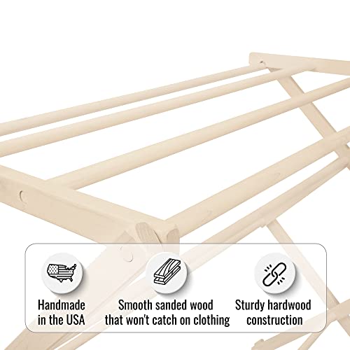 Pennsylvania Woodworks Premium American Maple Clothes Drying Rack - Handcrafted in Pennsylvania - Solid Wood Construction, Collapsible