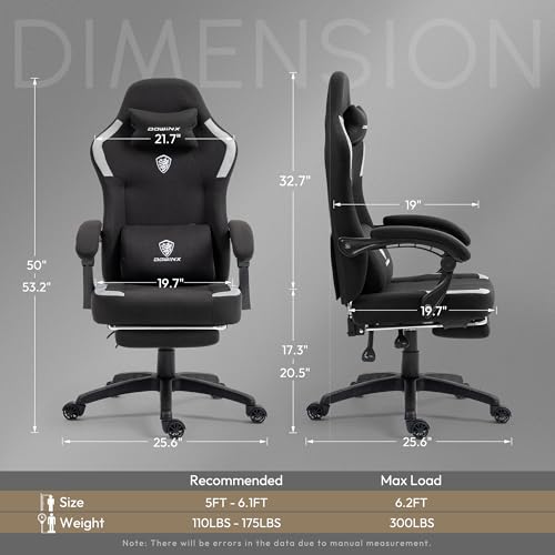 Dowinx Fabric Gaming Chair with Pocket Spring Cushion,Breathable Computer Chair with Massage Lumbar Support and Footrest