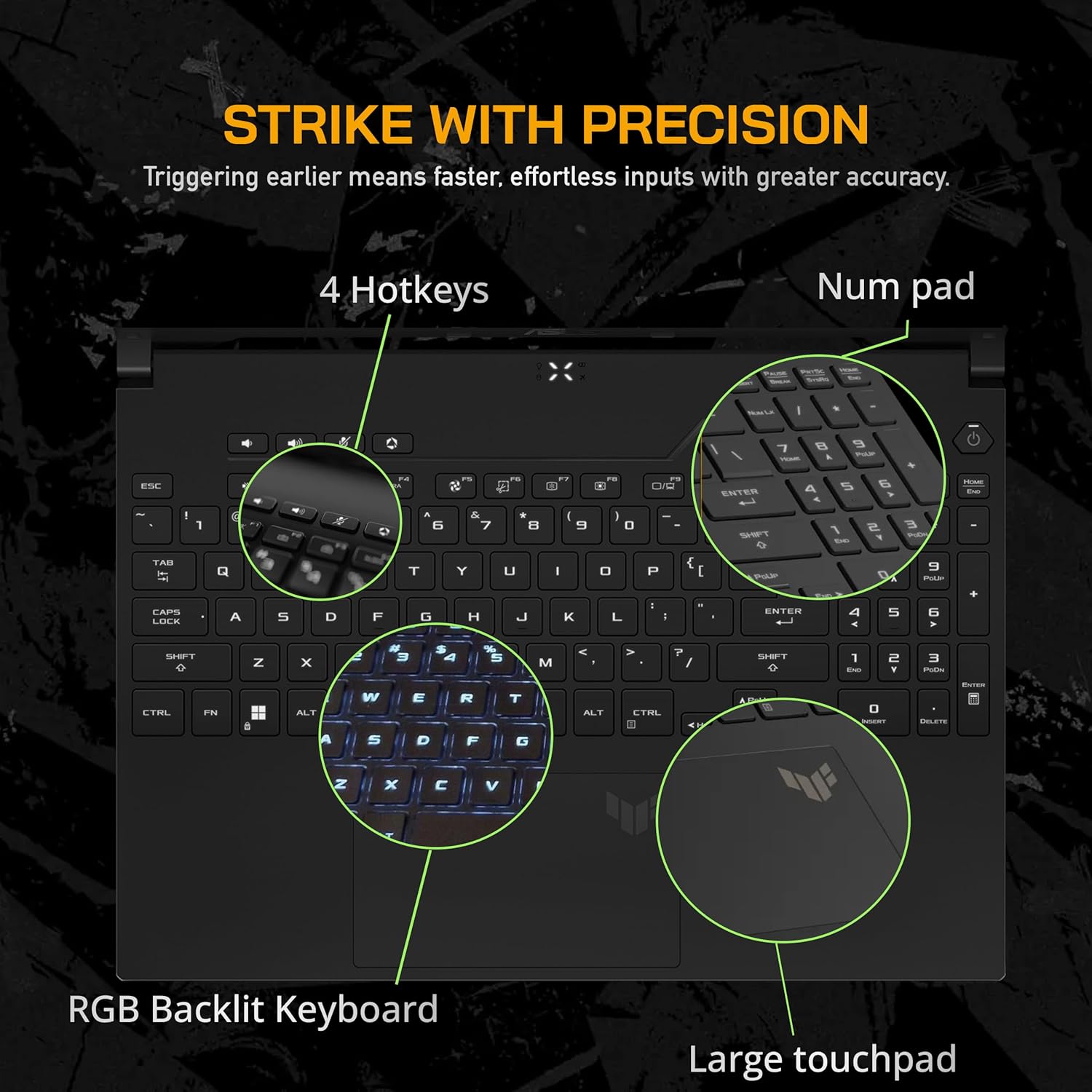 asus TUF A16 16'' FHD 165Hz Gaming Laptop, AMD Ryzen 7-7735HS, Radeon RX7600S V8G Graphics, 16GB DDR5 RAM, 512GB PCIe SSD, RGB Backlit Keyboard