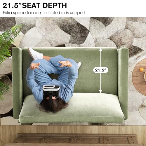 51" Loveseat Sleeper Sofa Bed, Chenille Convertible Floor Sofa Bed for Small Spaces, Folding Couch Bed with Deep Seat, 2 Pillows & Solid Frame