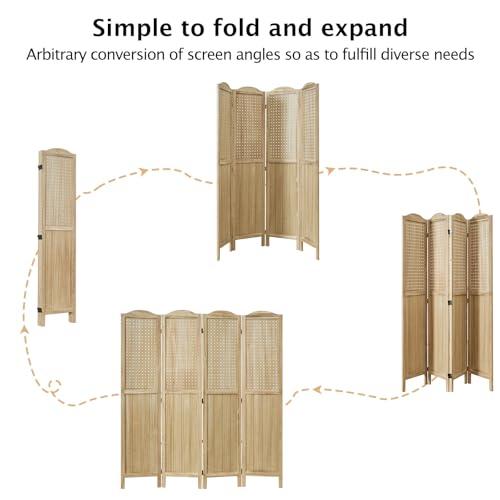 Pegboard Display, 5.6Ft Wooden Room Divider Folding Privacy Screens Portable Freestanding Wall Organizer for Retail Craft Art Display Board (4panels