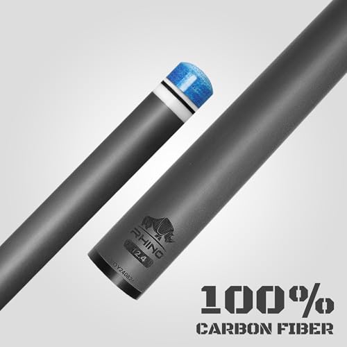 RHINO Nebula 2 Pool Cue - 100% Carbon Fiber Shaft & Composite Butt. Time Crystal Tip, Pro Taper Design, 12.4 mm,12.8 mm. 3/8-8 Joint