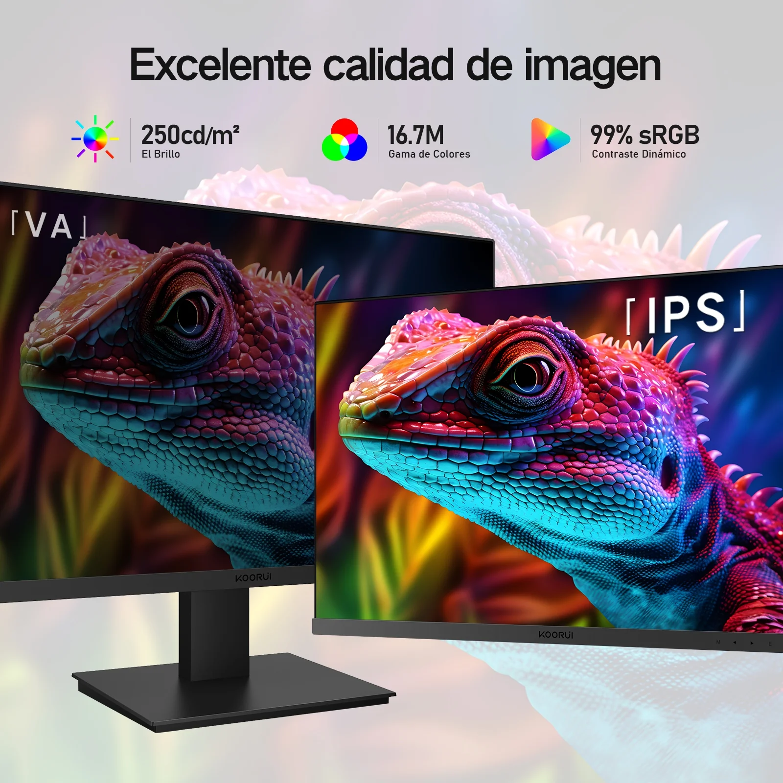 KOORUI 27 inch Computer Monitor,IPS FHD (1920 x 1080) 75Hz 99% sRGB PC Desktop Gaming Monitors for Computer ,HDMI/VGA Port, Visioncare,27N1