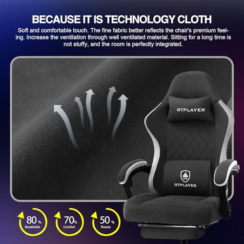 GTPLAYER Gaming Chair, Computer Office Chair with Pocket Spring Cushion, Linkage Armrests and Footrest