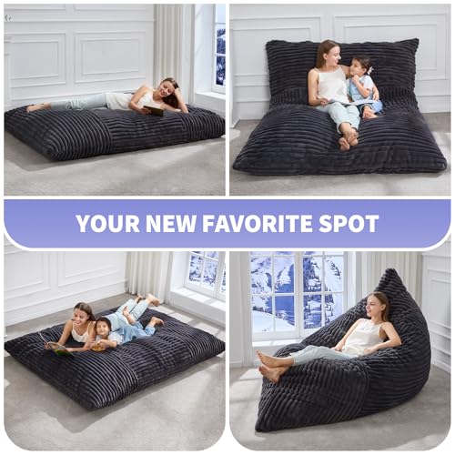 Hobestluk 3 in 1 Bean Bag Chair Giant Bean Bag Chairs Convertible Bean Bag Floor Cushion with Machine Washable Cover